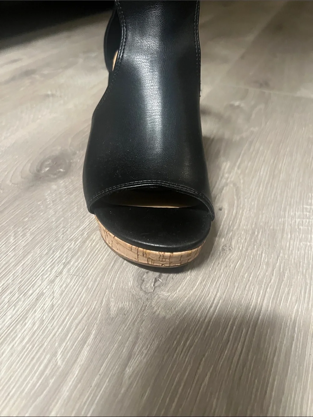Kenneth Cole Reaction Black Cork Platform Open-Toe Ankle Strap Sandals